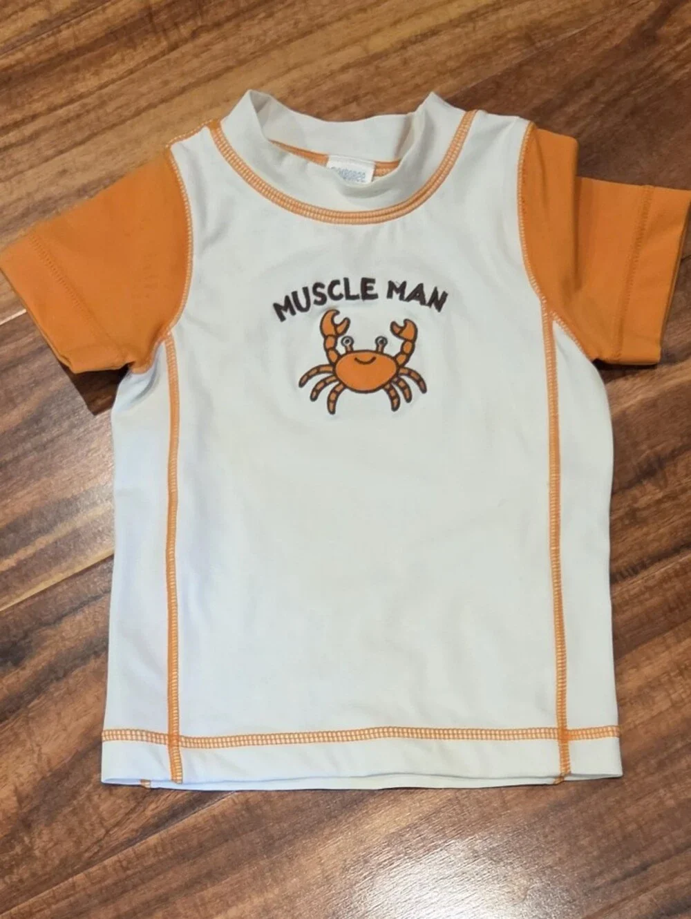 Gymboree EUC 12-18 Months Orange Crab Rashguard and Swim Shorts Set